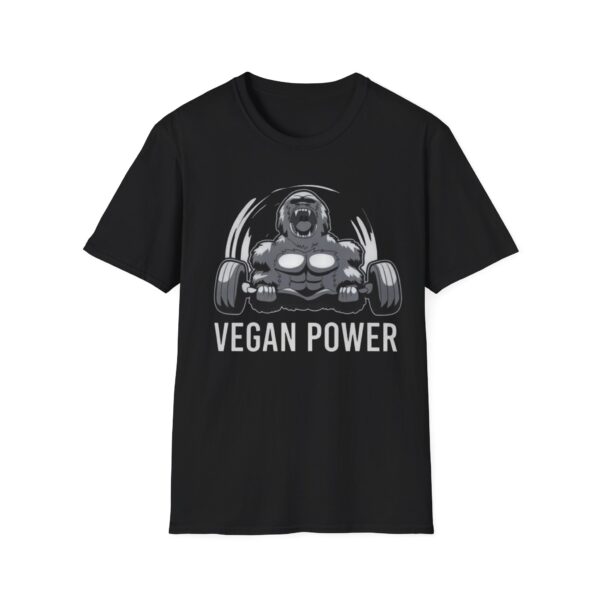 Vegan Power T-Shirt — Strength Gym Tee with Roaring Gorilla Design